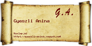 Gyeszli Anina névjegykártya